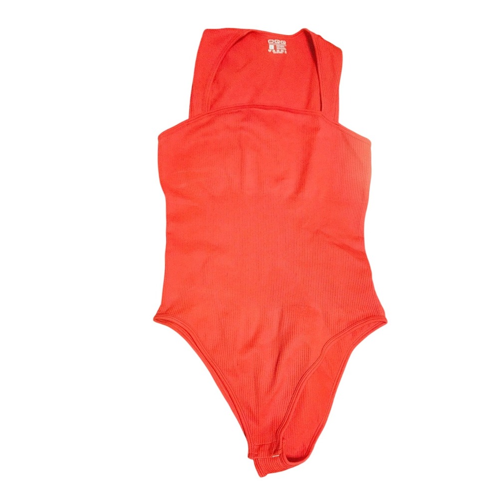 OQQ‎ Red Bodysuit Sleeveless Ribbed Tank Top Women's Size L